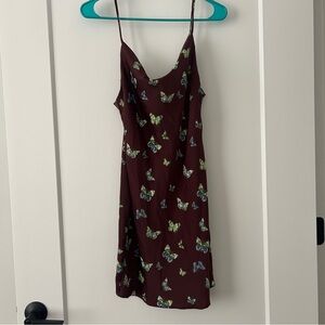 Urban Outfitters Butterfly Cowl Neck Satin Silky Slip Mini Dress